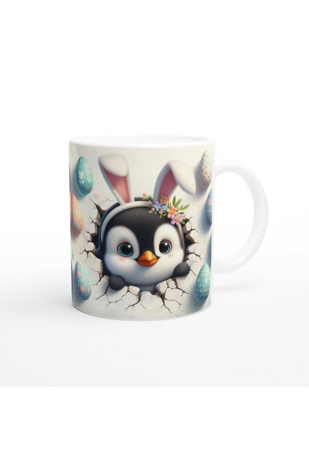 Tavşan Kulaklı Penguen Temalı Baskılı Kupa Bardak