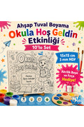 Ahşap MDF Tuval Boyama Seti Okula Hoş Geldin Etkinliği Akrilik Boyama 10'lu Set + MES Akademi Eğitim Seti Hediye!