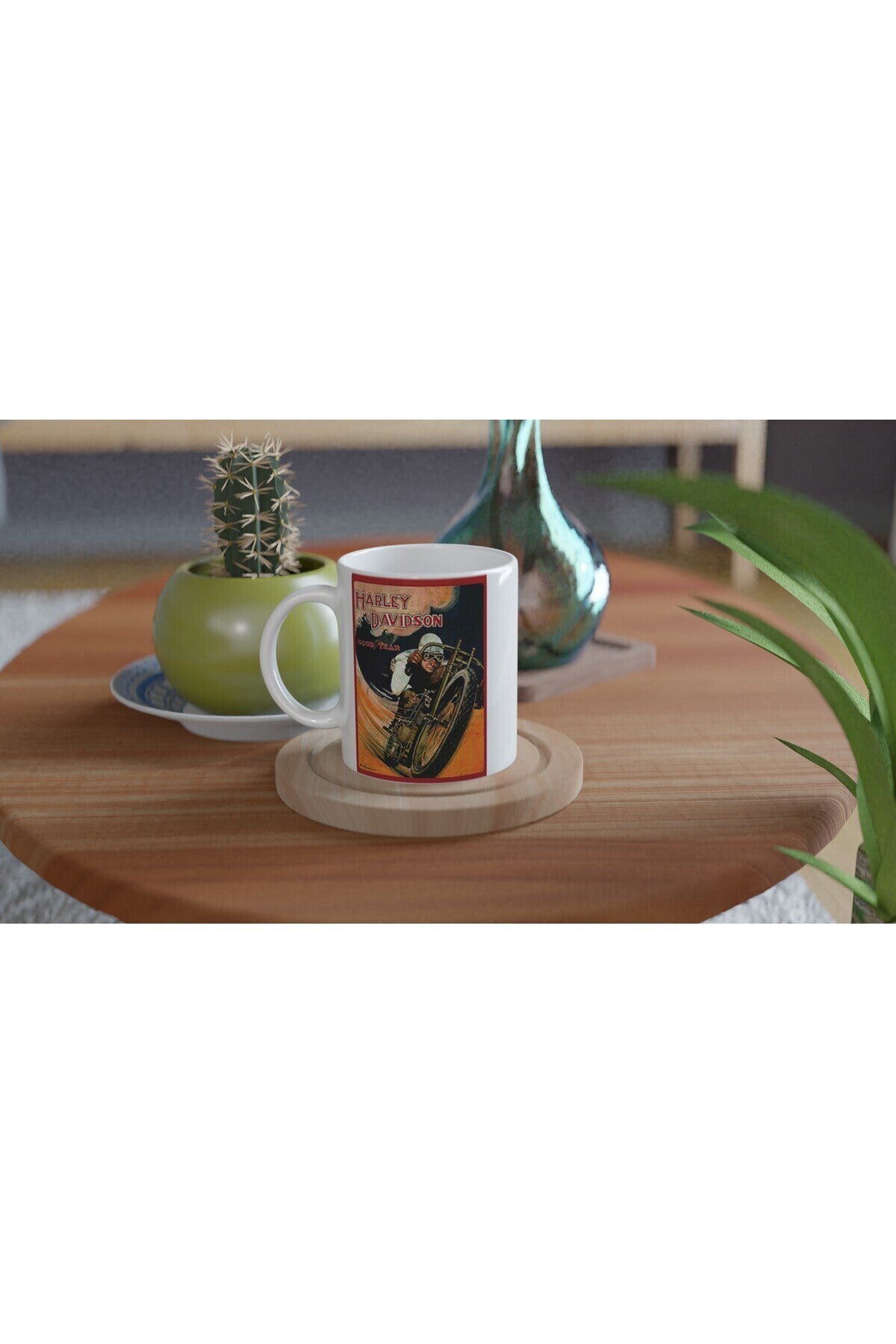 Harley Retro Yarışçı Baskılı Kupa Bardak