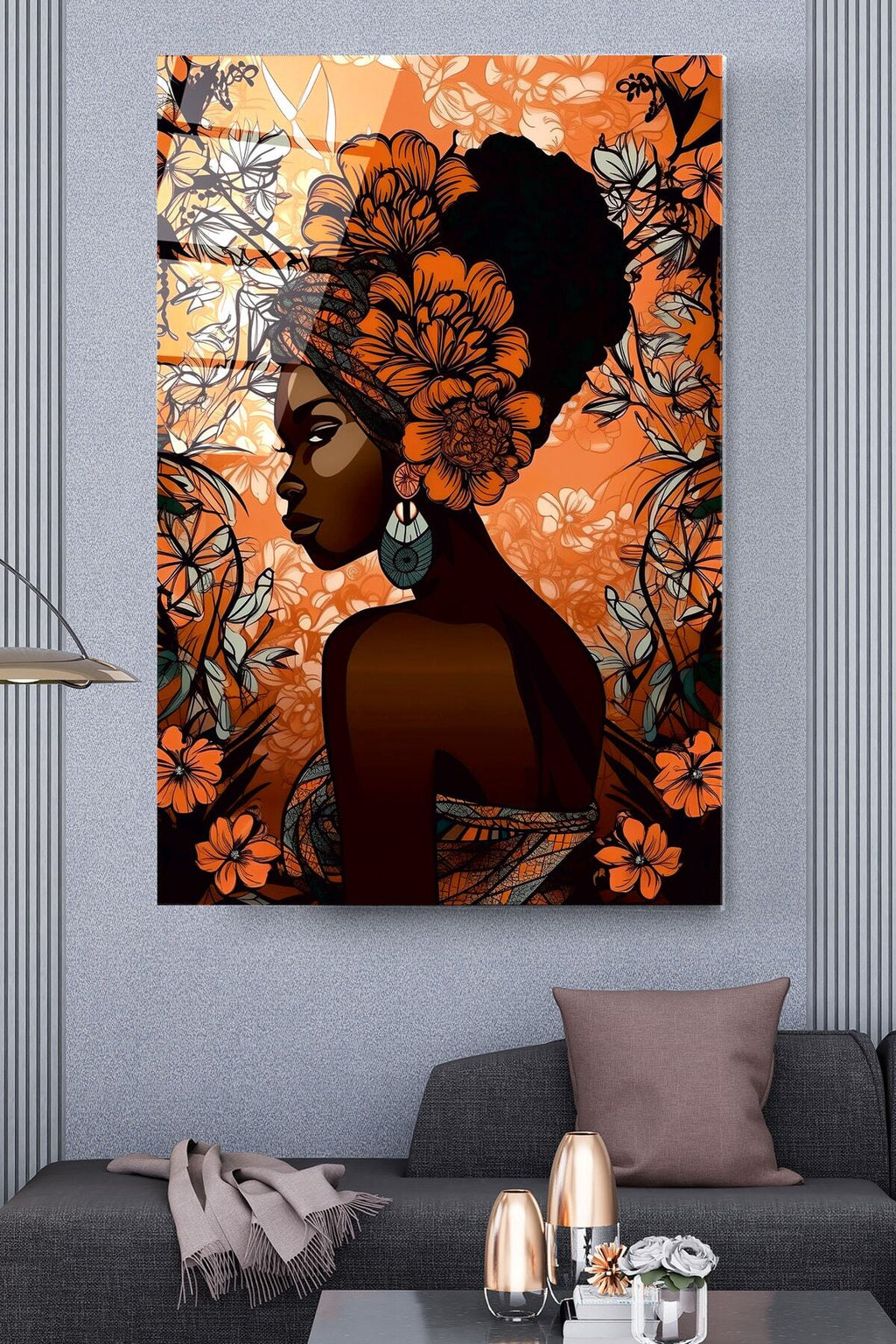Dekoratif Afrikalı Kadın Dekoratif Cam Tablo (80 x 120)