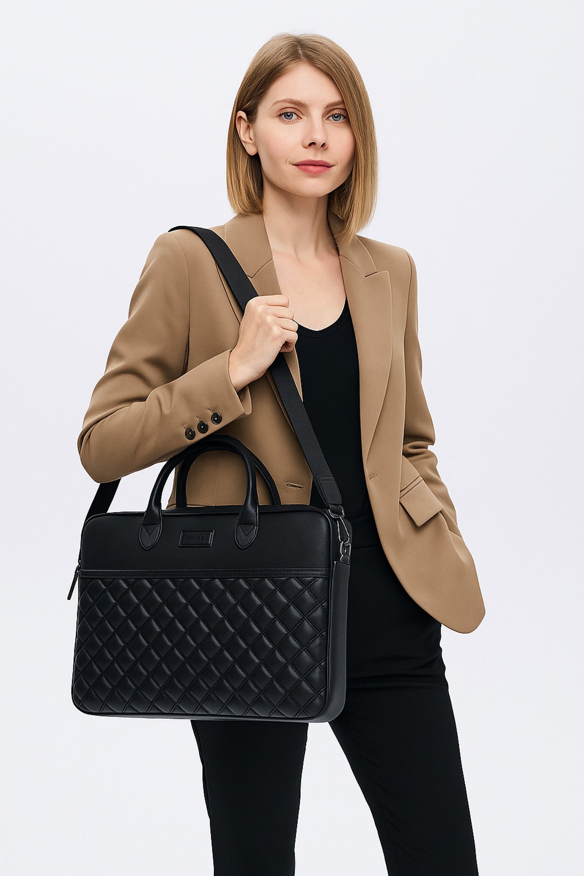 Siyah Naturel Renk Macbook Air Pro 15 ve 16 İnç Laptop Evrak Çantası
