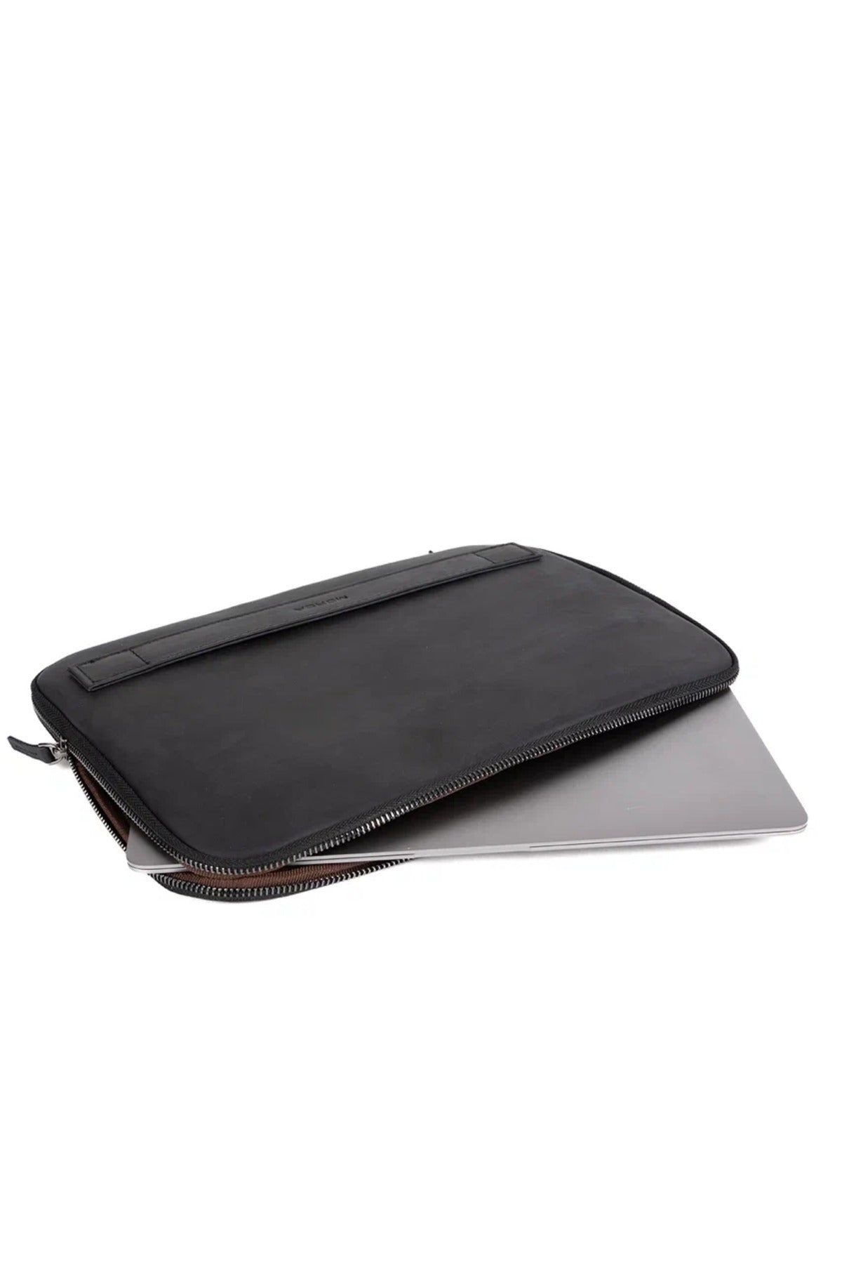 Hakiki Deri Siyah Macbook Air Pro 13 ve 13.3 İnç Laptop Kılıfı