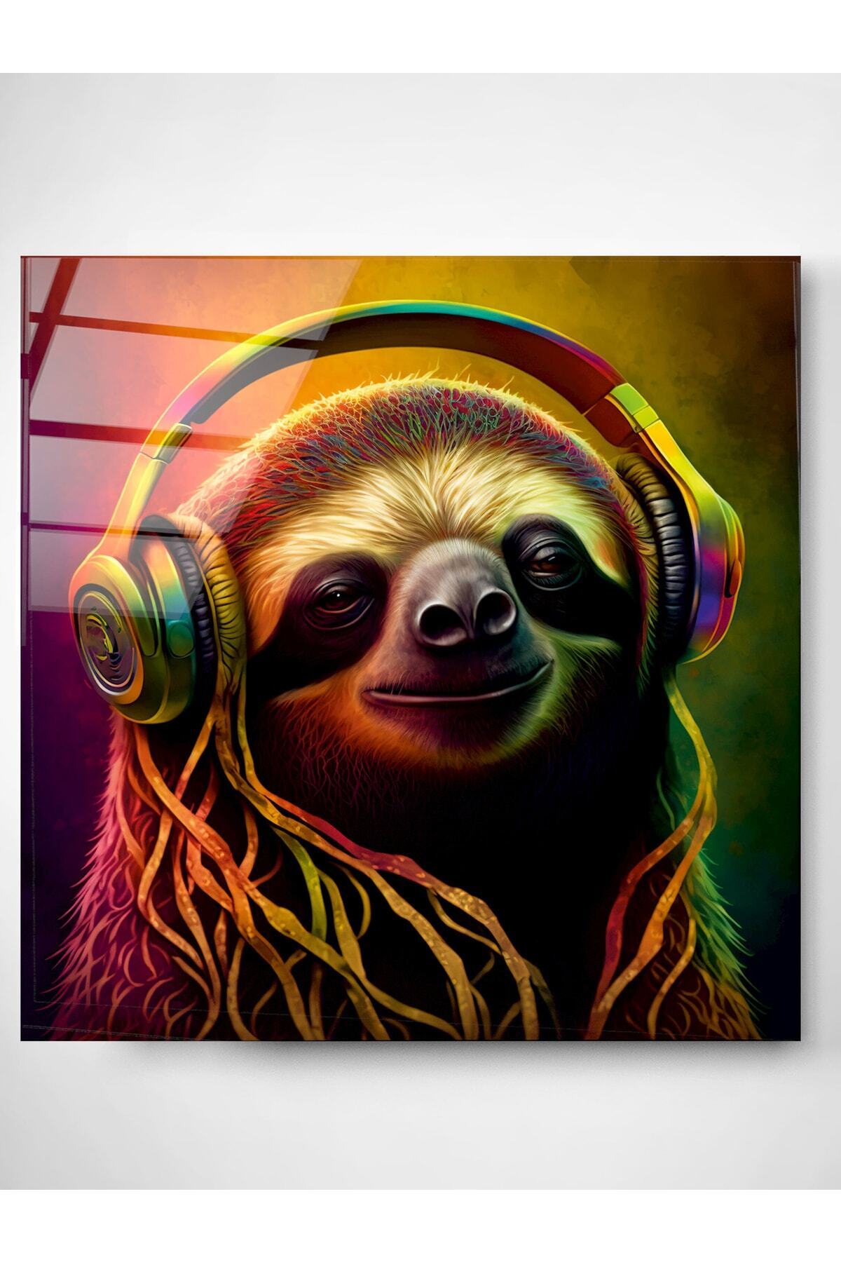 Neon Sloth Cam Tablo, Dekoratif Cam Tablo