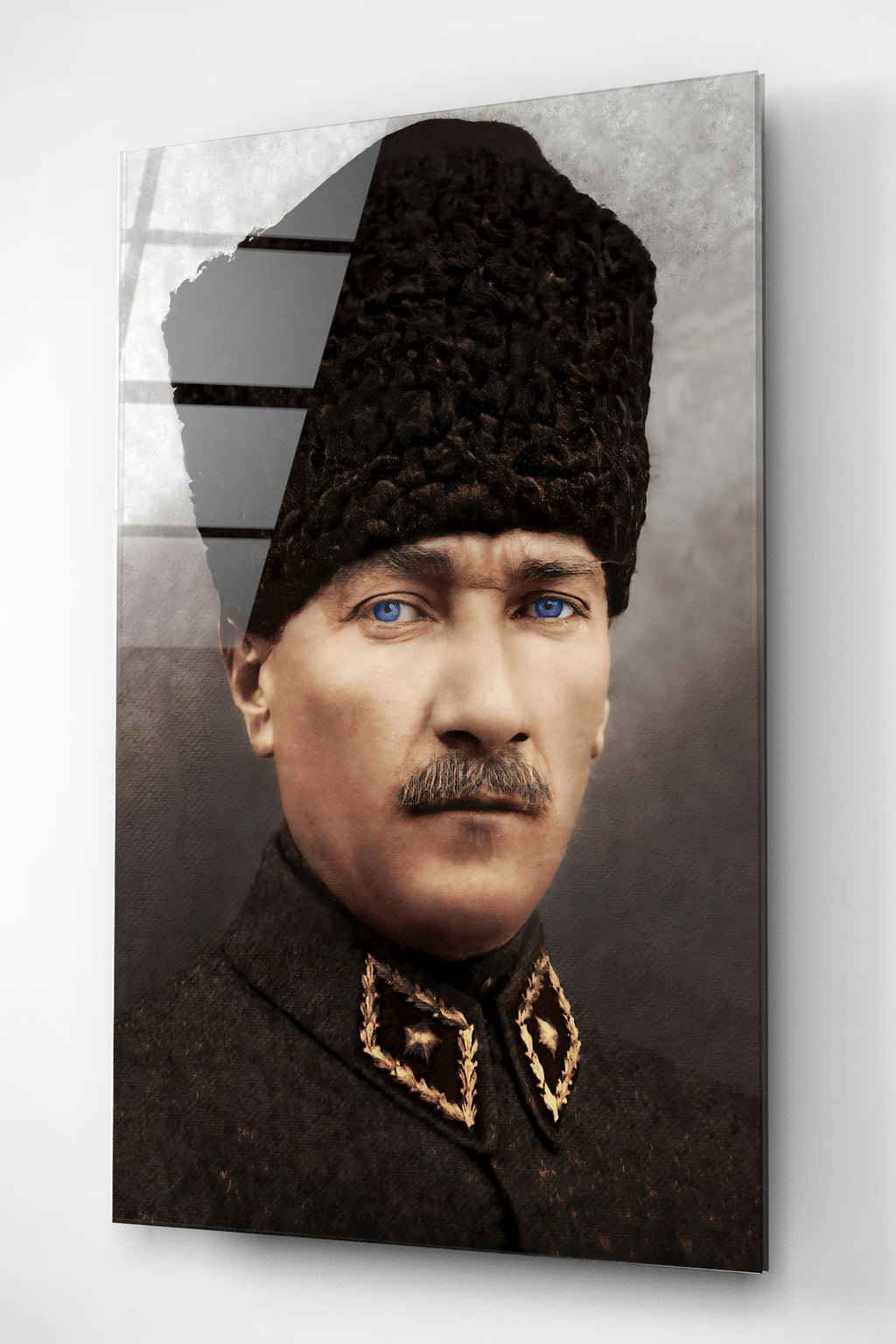 Dekoratif Atatürk Portresi - Yapay Zeka Tasarımlı Dekoratif Cam Tablo