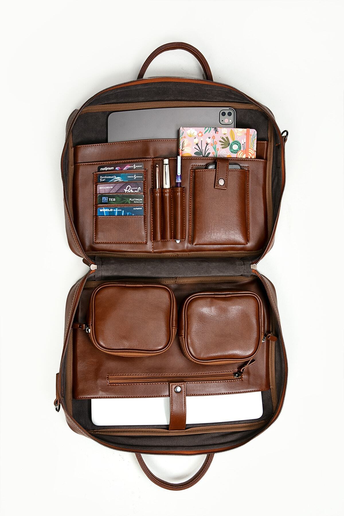 Macbook Organizer Laptop Evrak Çantası 15.6" & 16" Inç Taba