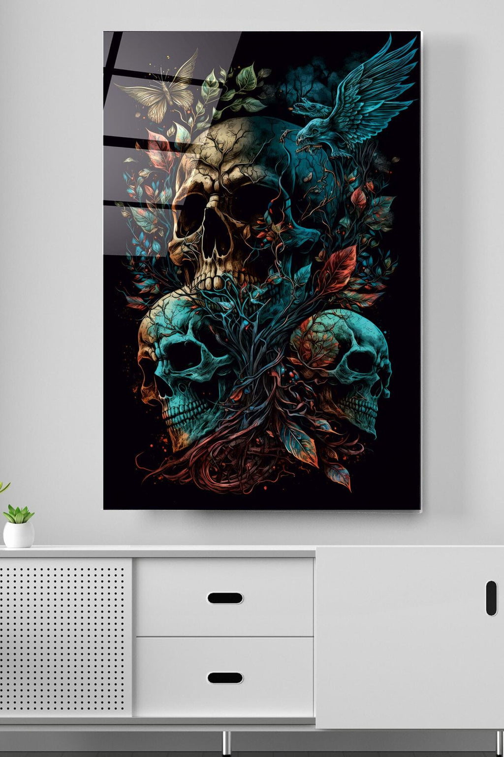 Skulls Cam Tablo, Dekoratif Cam Tablo