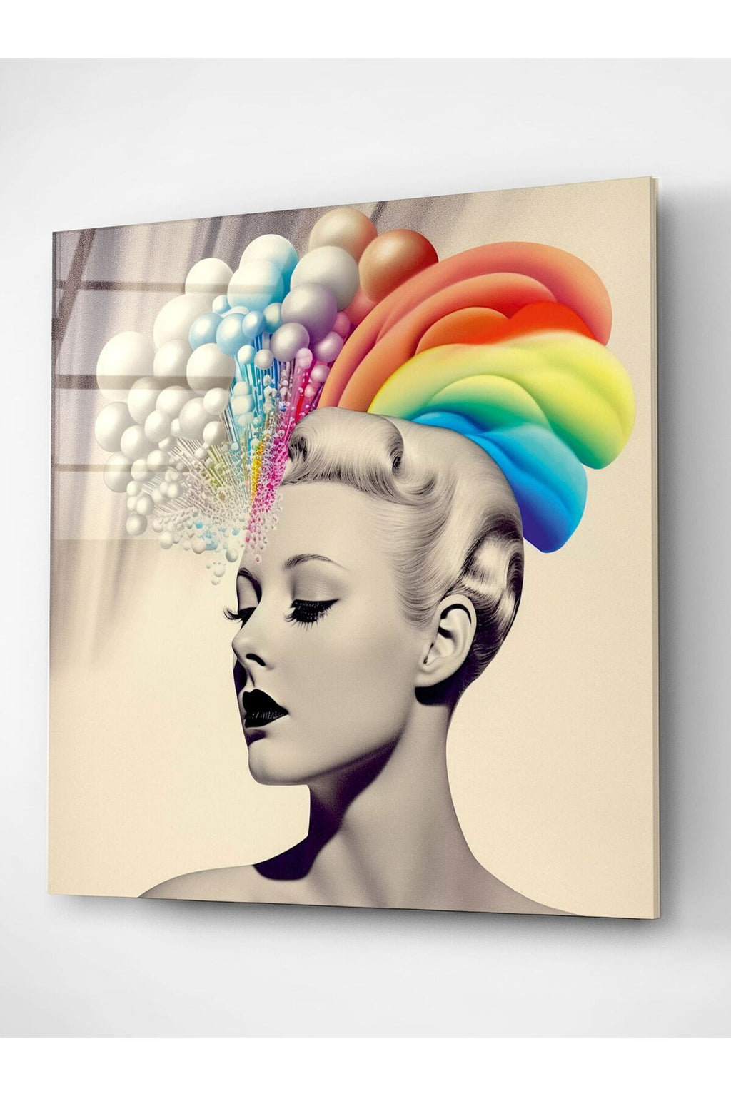 Colorful Woman Cam Tablo, Dekoratif Cam Tablo