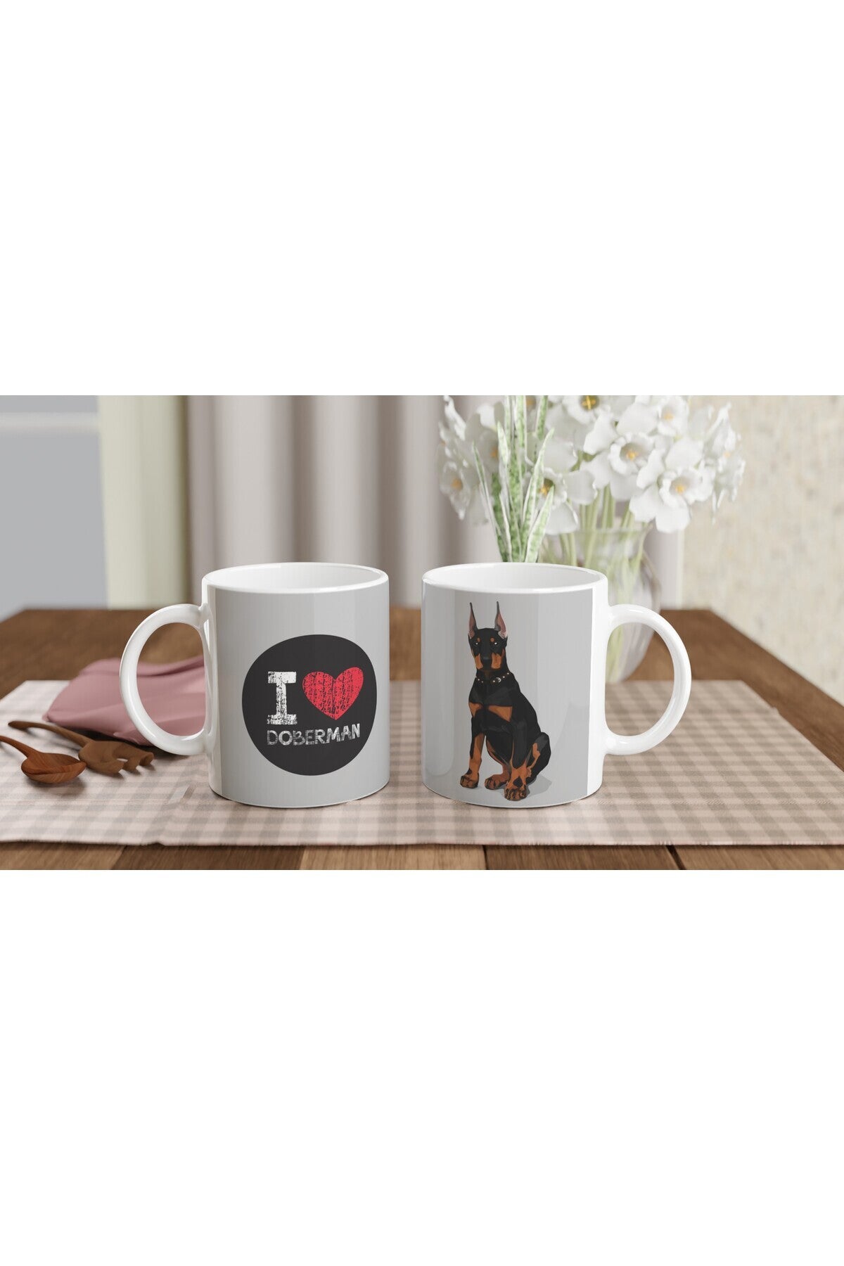 I Love Doberman Temalı Baskılı Kupa Bardak