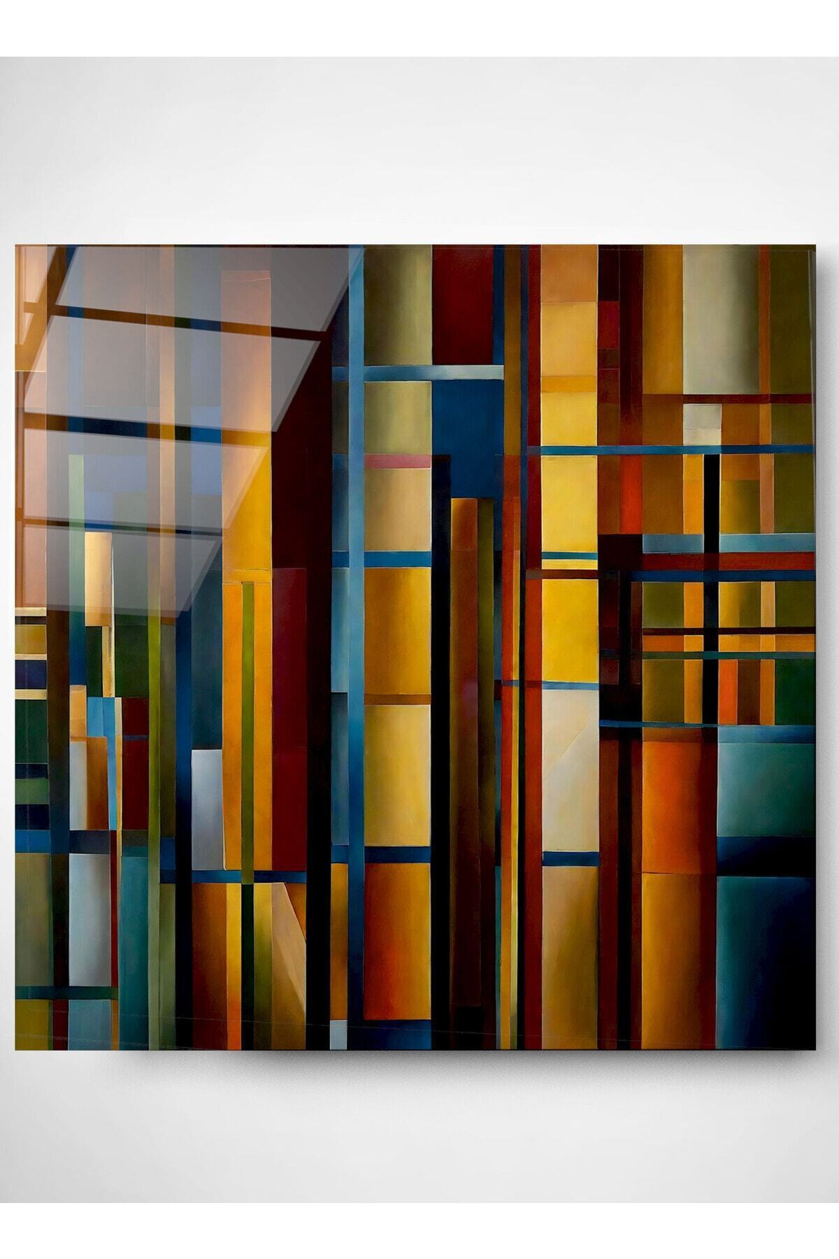Dekoratif Cubism Art Dekoratif Cam Tablo