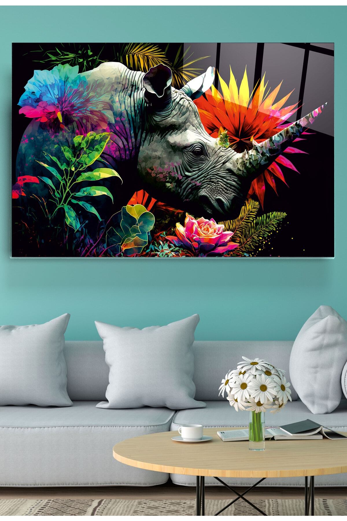 Gergedan Cam Tablo, Dekoratif Cam Tablo (80 x 120)