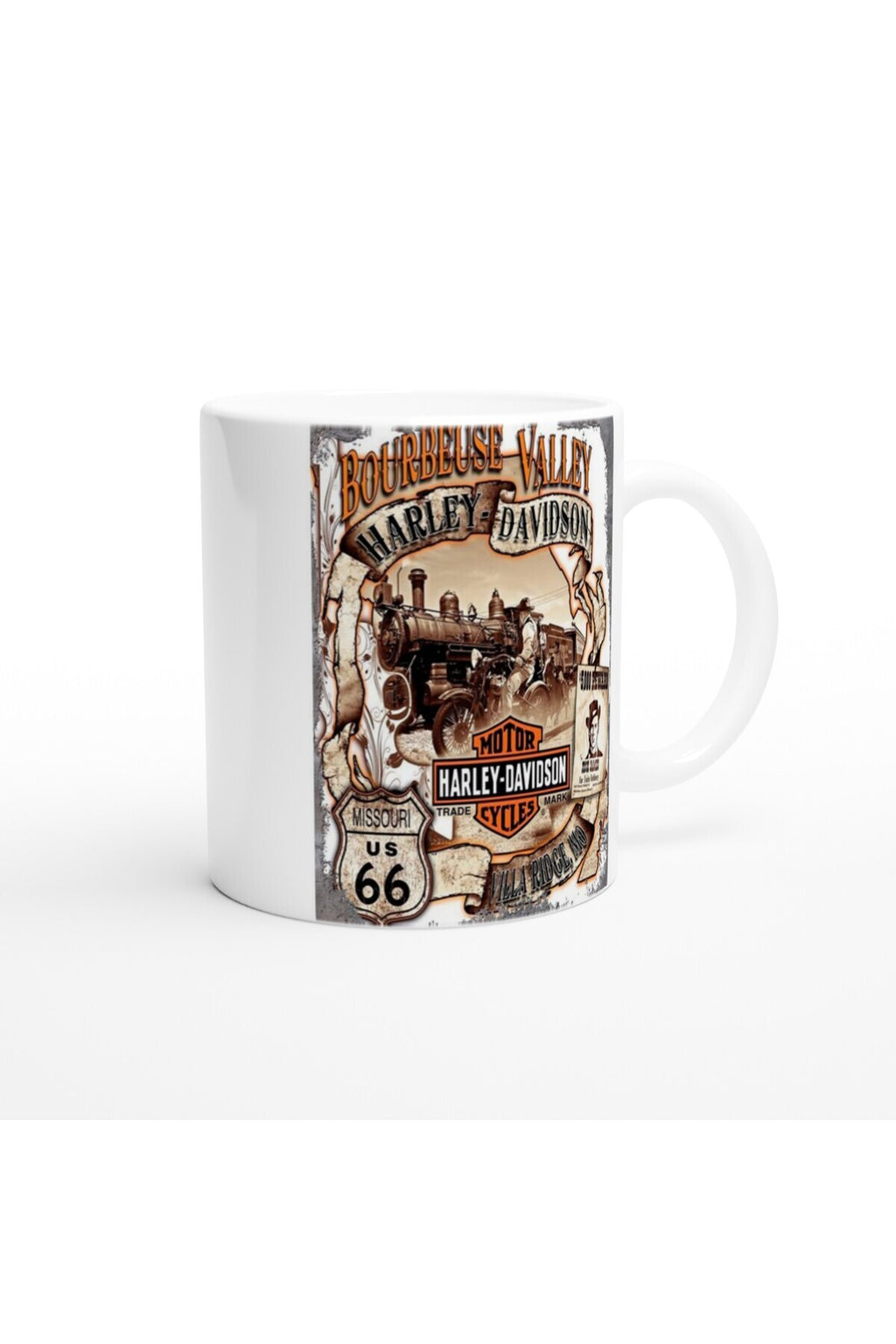 Bourbeuse Valley Harley-Davidson Rota 66 Temalı Kupa Bardak