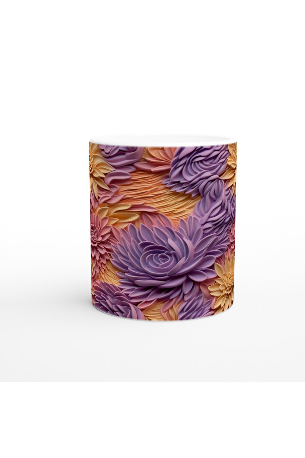 Pastel Bahar Dokulu Çiçek Desenli Kupa Bardak