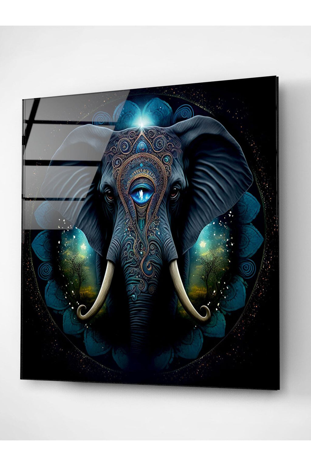 Elephant Cam Tablo, Dekoratif Cam Tablo (100 x 150)