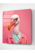 Flamingo Portre Cam Tablo, Dekoratif Cam Tablo