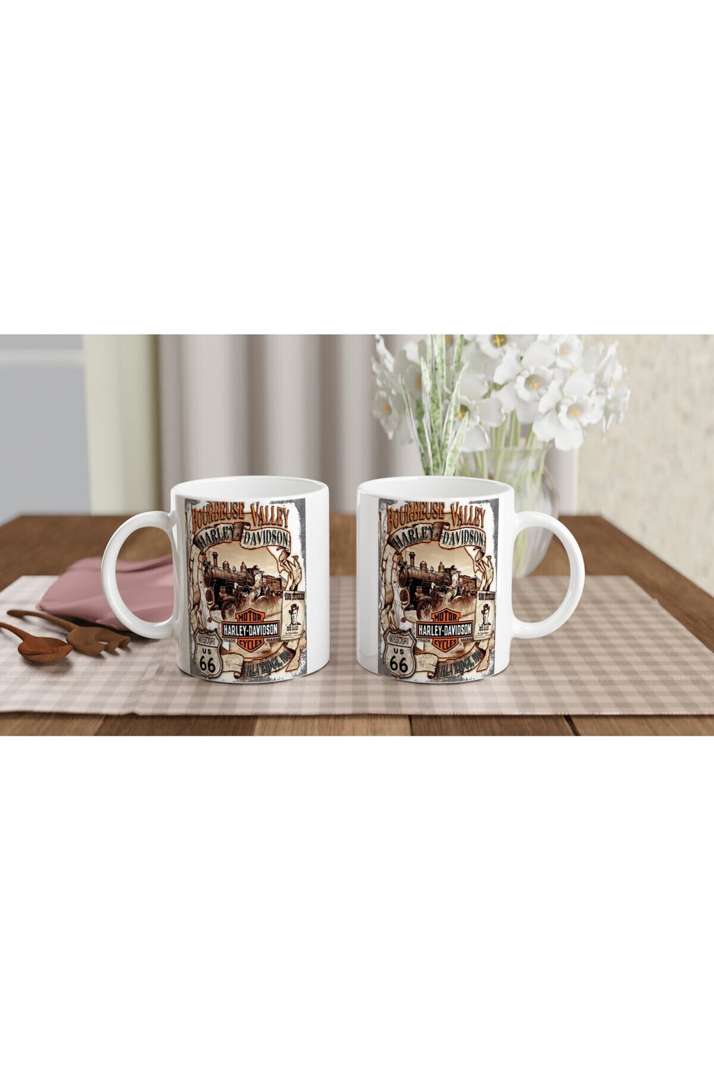 Bourbeuse Valley Harley-Davidson Rota 66 Temalı Kupa Bardak
