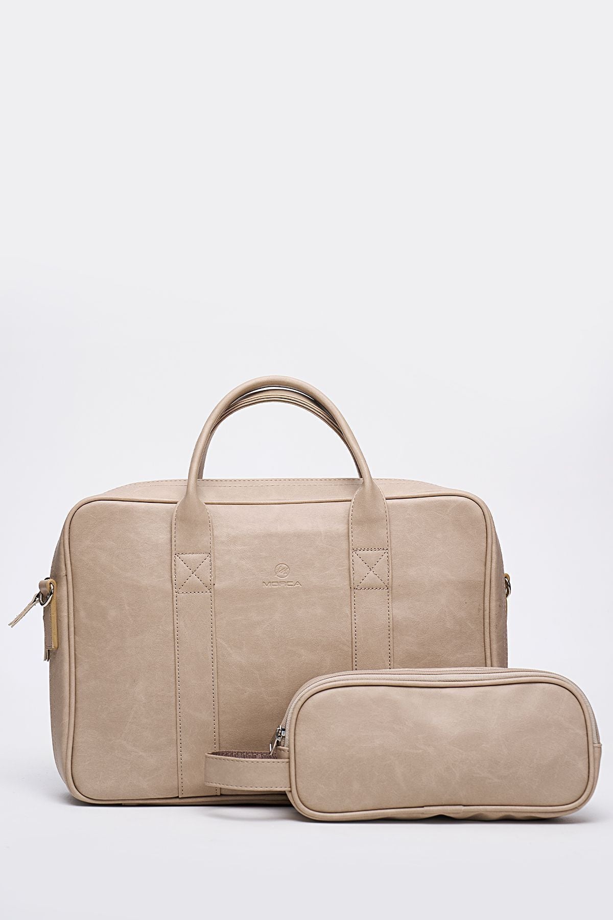 Crazy Bej Renk Macbook Organizer 13 ve 14 İnç Laptop Evrak Çantası