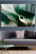 Green And Gold Cam Tablo, Dekoratif Cam Tablo (50 x 70)