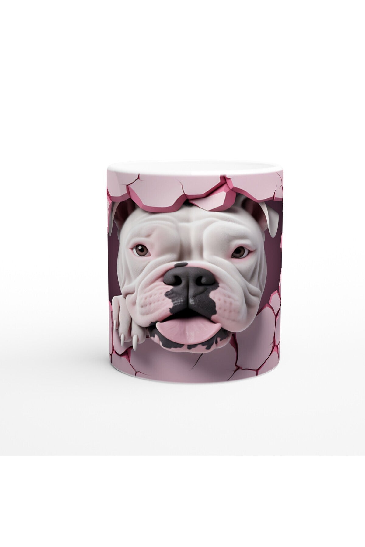 Çatlak Duvardan Bakan Bulldog Temalı Baskılı Kupa Bardak