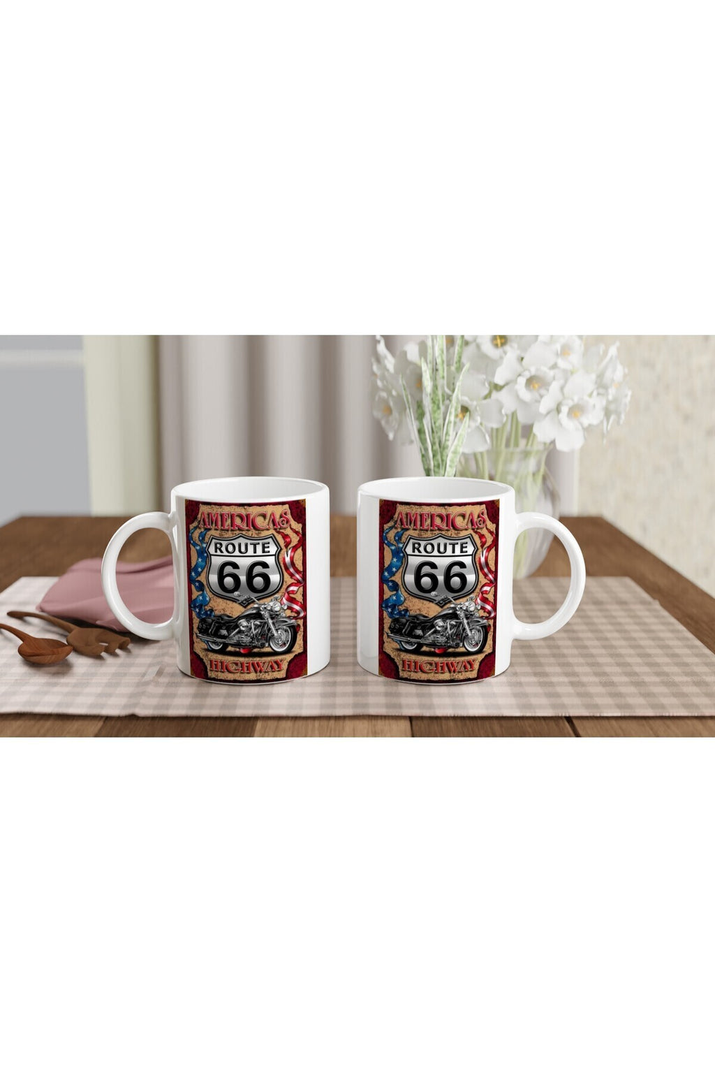Route 66 Motosiklet Temalı Kupa Bardak