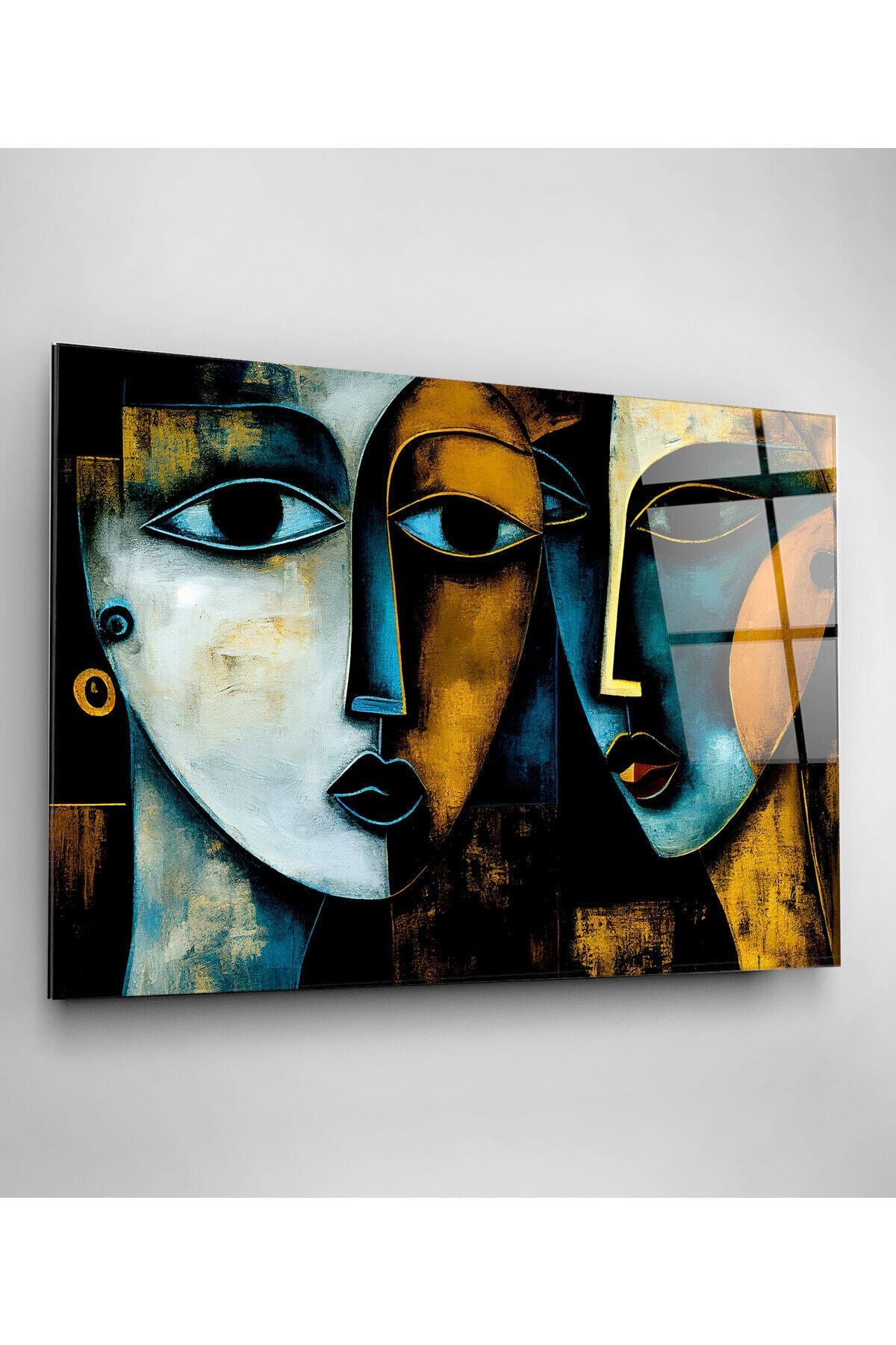 Cubism Art Cam Tablo, Dekoratif Cam Tablo (50 x 70)