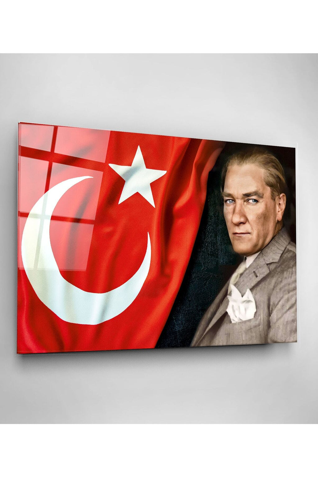 Dekoratif Türk Bayrağı Dekoratif Cam Tablo