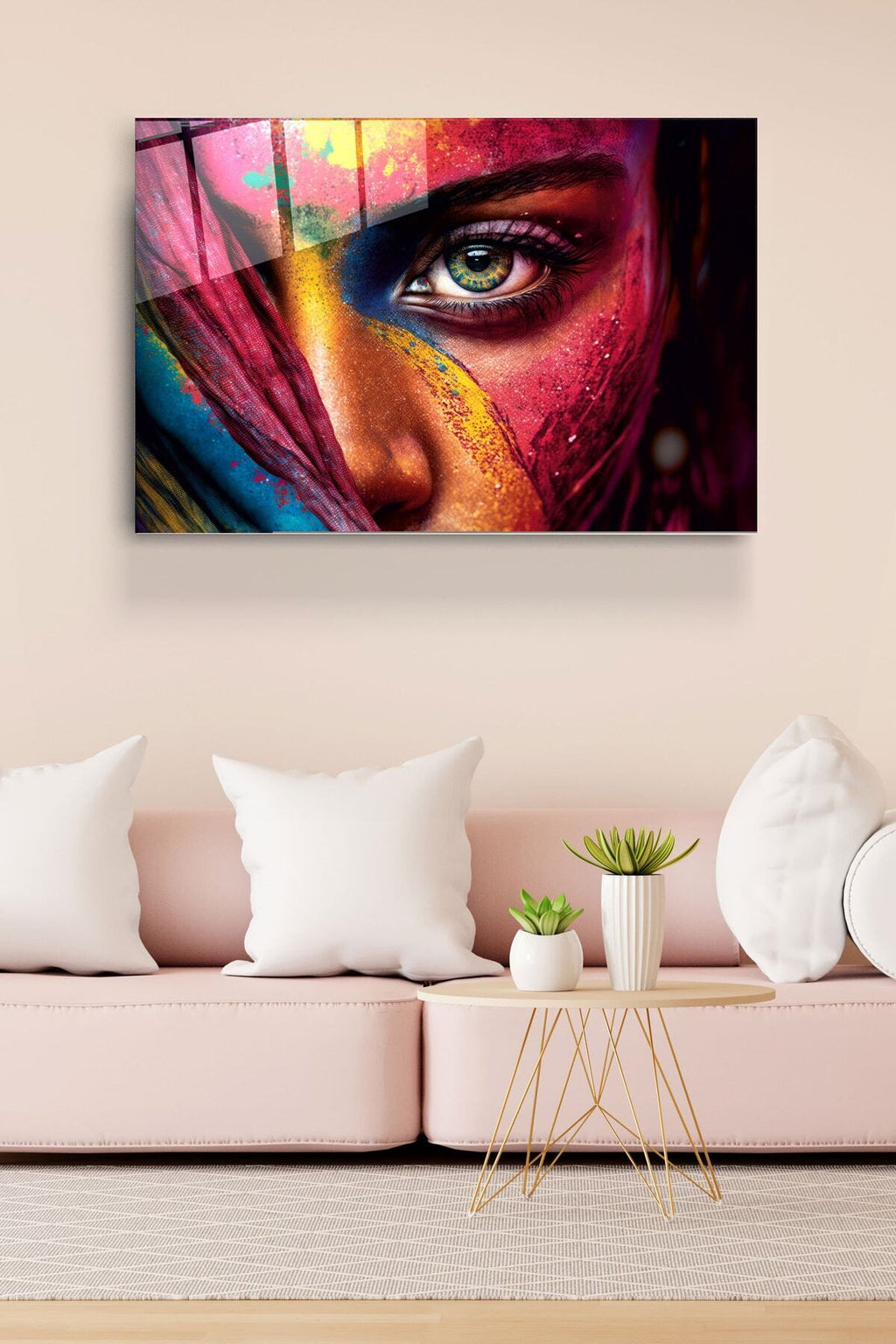 Colorful Woman Cam Tablo, Dekoratif Cam Tablo (70 x 105)