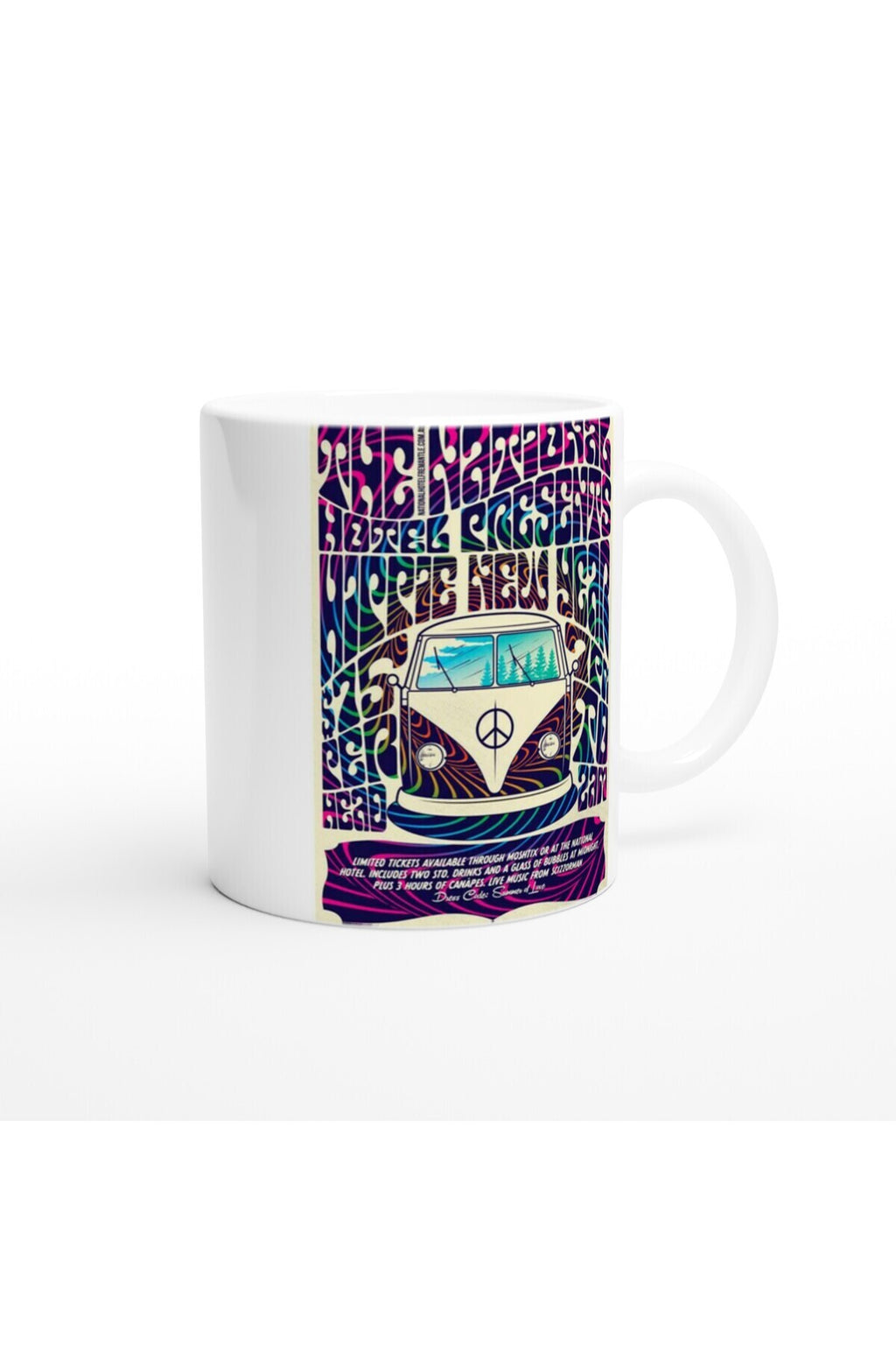 Peace & Love Renkli Hippie Van Temalı Kupa Bardak