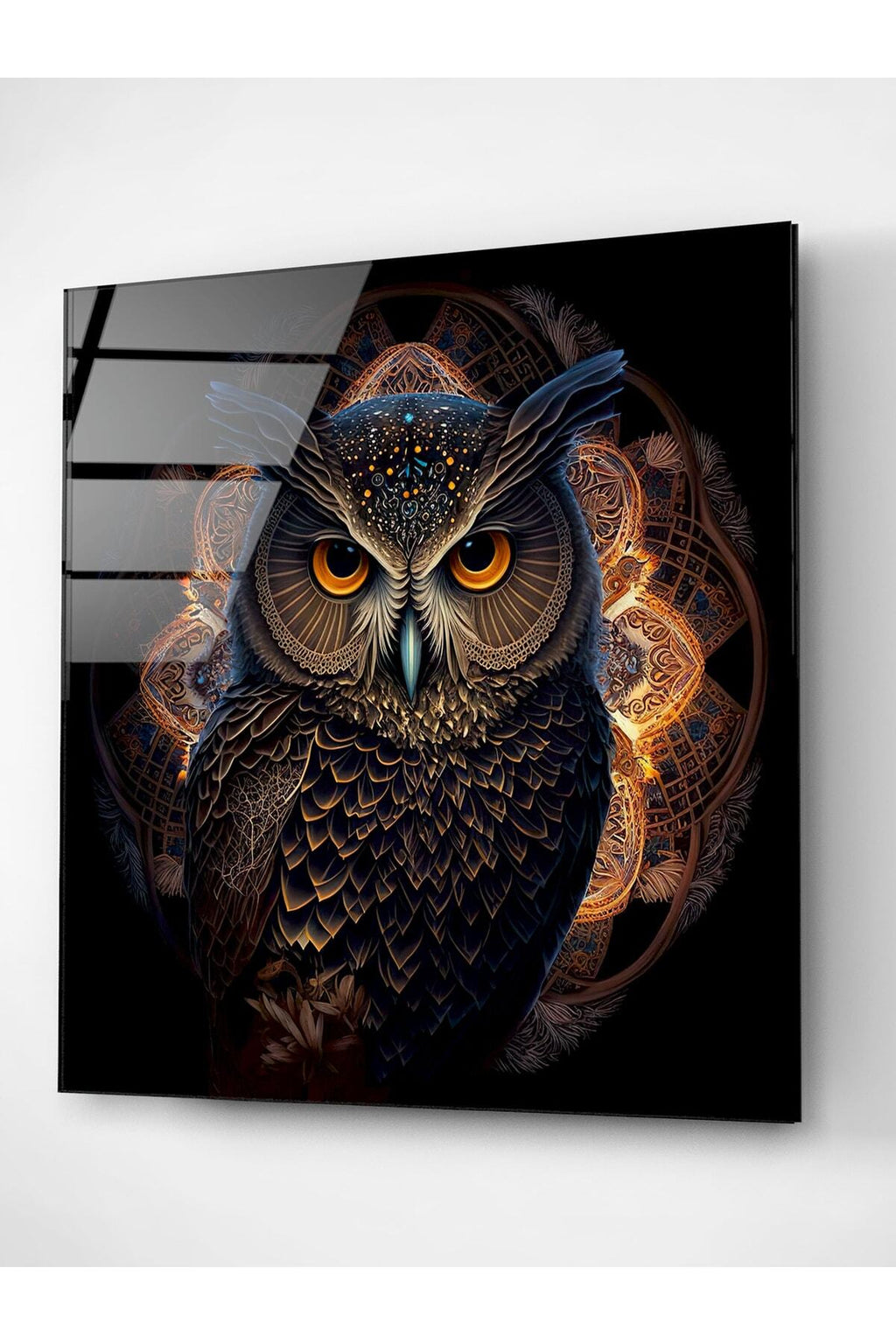 Dekoratif Kedi Ve Dolunay Dekoratif Cam Tablo (50 x 50)
