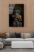 Doberman Gold Cam Tablo, Dekoratif Cam Tablo