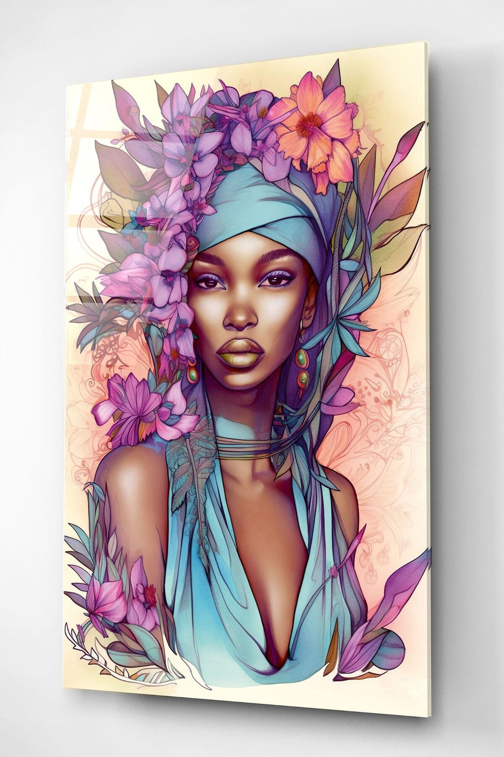 Dekoratif Afrikalı Kadın Dekoratif Cam Tablo (50 x 70)