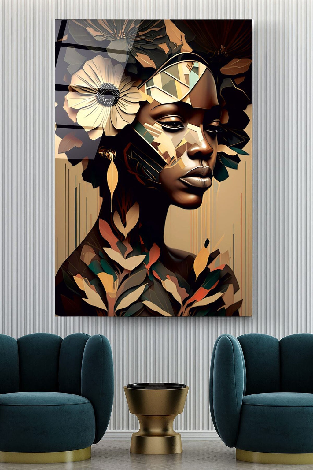 Afrikalı Kadın Cam Tablo, Dekoratif Cam Tablo (80 x 120)