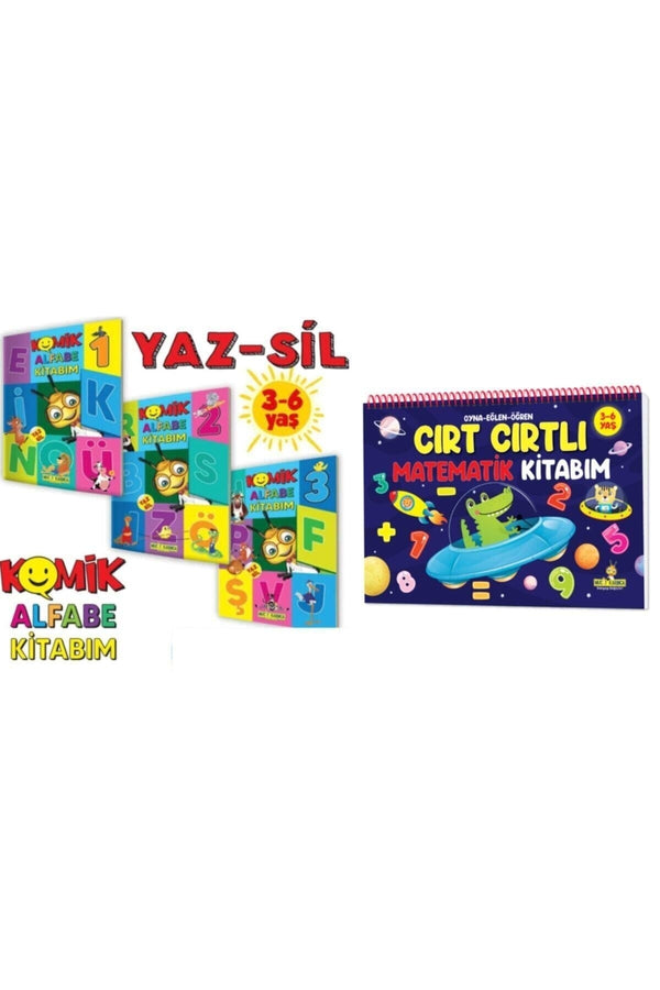 MES Akademi Yapay Zeka Eğitim Seti Hediyeli Yükselen Zeka 3-6 Yaş Cırt Cırtlı Matematik Kitabım Ve Komik Alfabe Seti (3 Kitap 2 Kalem)