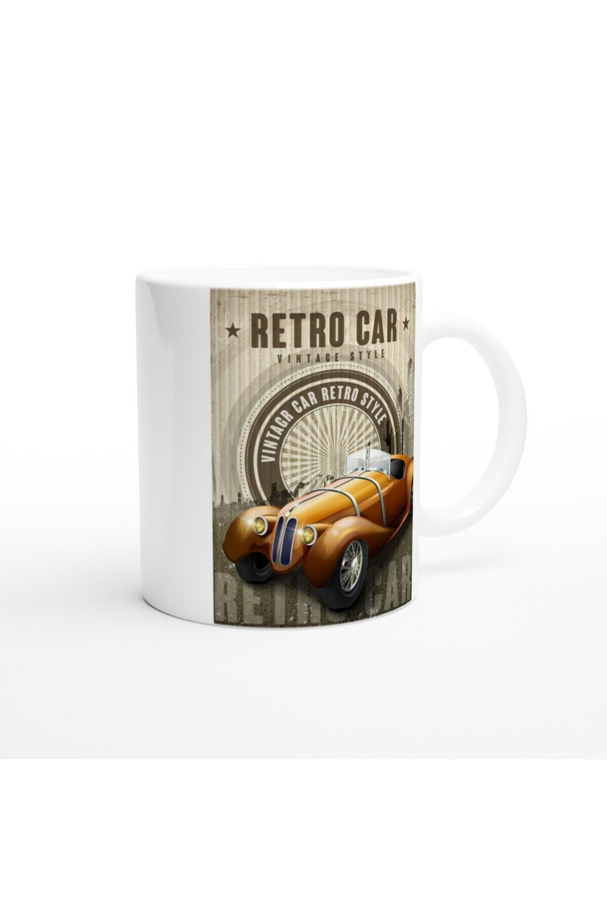 Retro Araba Işıltılı Vintage Tarz Kupa Bardak