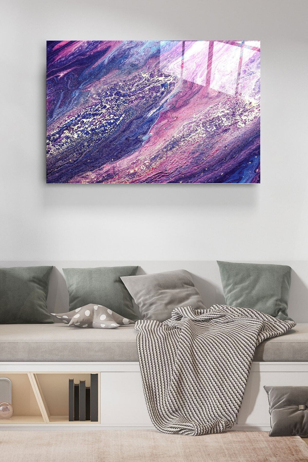 Purple And Pink Cam Tablo, Dekoratif Cam Tablo (50 x 70)