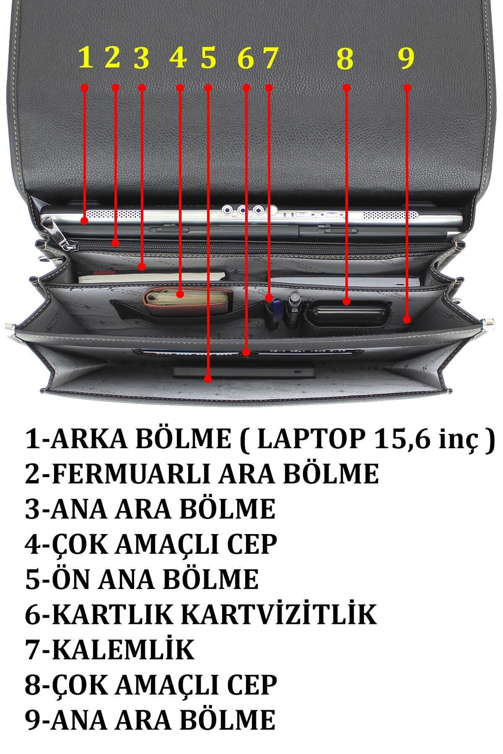 Evrak Tipi Kilit Mekanizmalı Omuz Askılı Erkek El Çantası 15,6 Inç Laptop Bölmeli