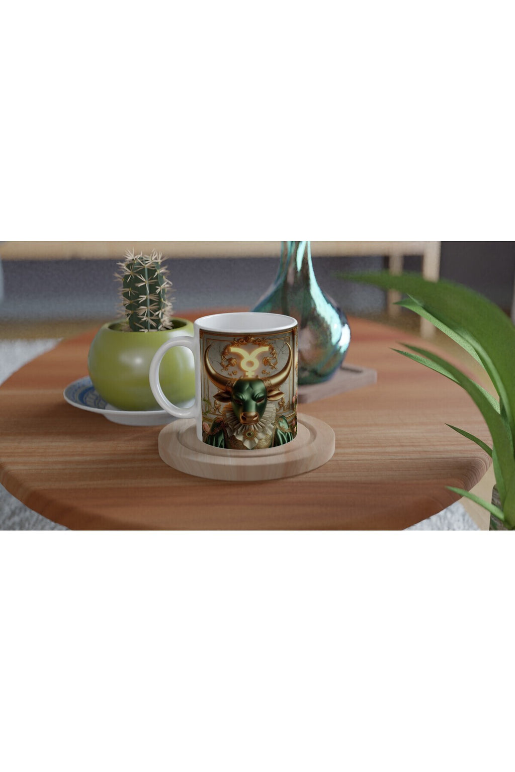 Boğa Burcu Baskılı Kahve Kupası - Zodyak Maskeli Balo Vs4