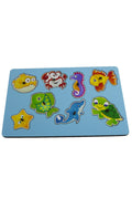 Ahşap Tutmalı Puzzle Yapboz Seti Eğitici Öğretici Puzzle Seti Deniz Hayvan Set + MES Akademi Eğitim Seti Hediye!