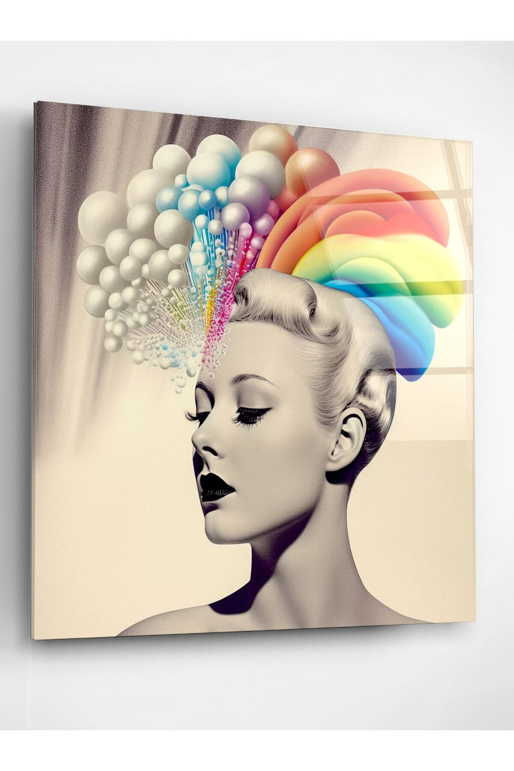 Colorful Woman Cam Tablo, Dekoratif Cam Tablo (100 x 100)