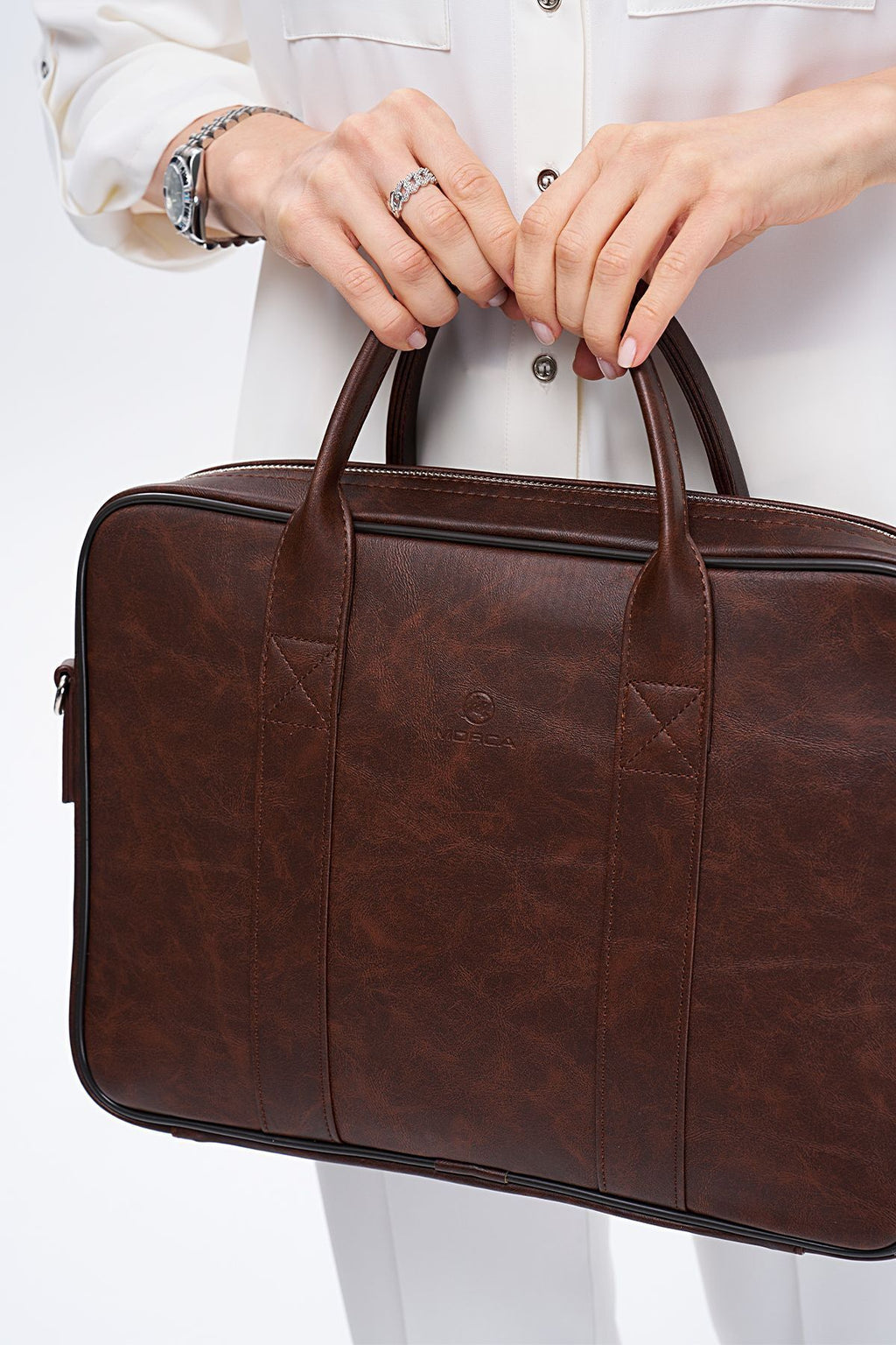 Crazy Kahverengi Macbook Organizer 13 ve 14 İnç Laptop Evrak Çantası