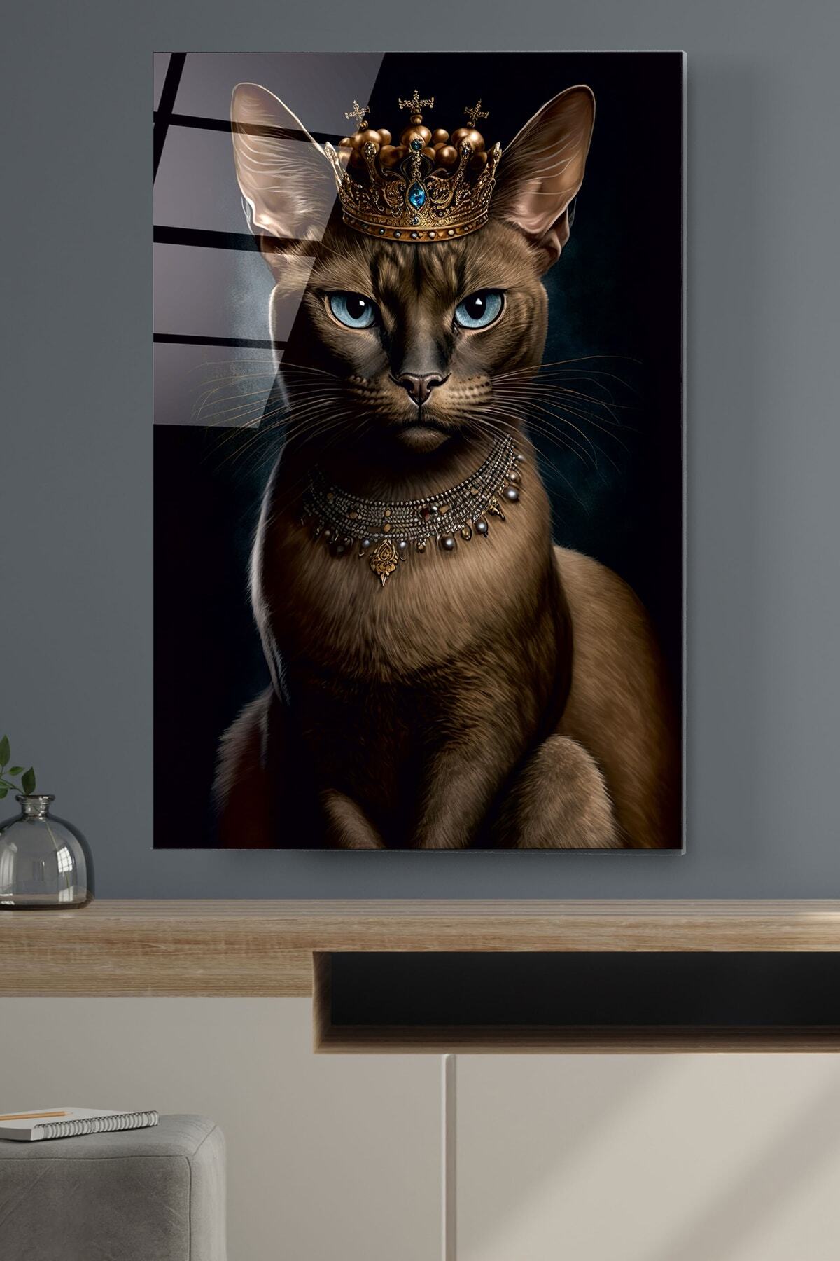 Kral Kedi Cam Tablo, Dekoratif Cam Tablo