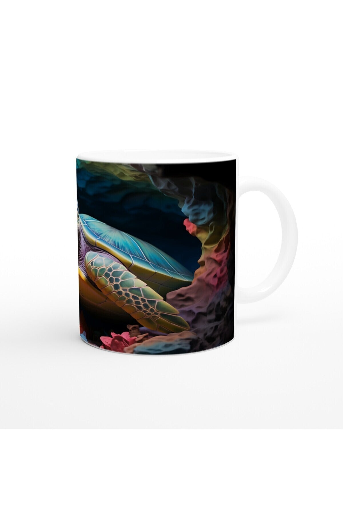 Gökkuşağı Renkli Mağarada Deniz Kaplumbağası Kupa Bardak