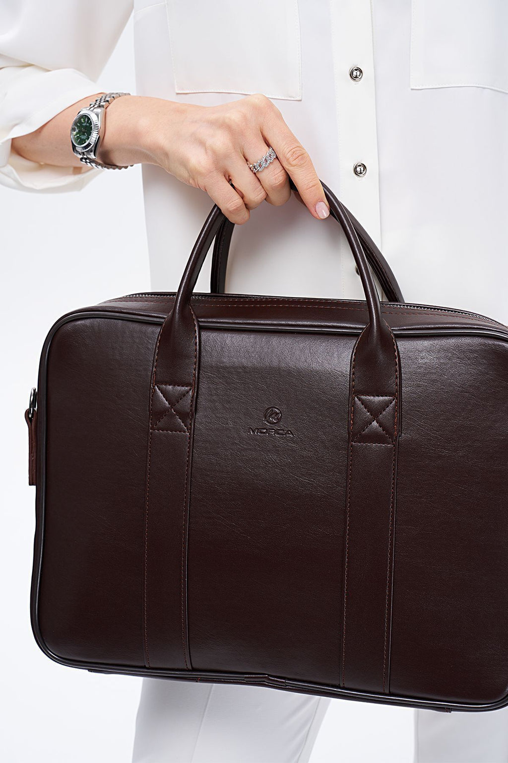 Kahve Renk Macbook Organizer 13 ve 14 İnç Laptop Evrak Çantası