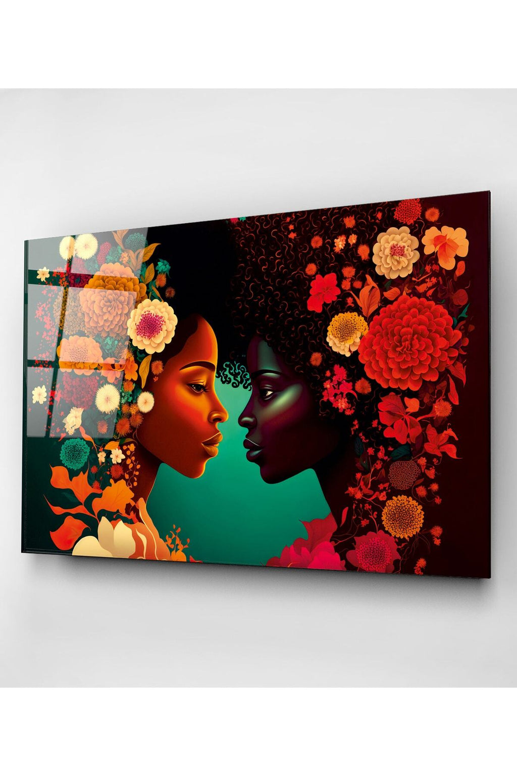 Woman Flower Cam Tablo, Dekoratif Cam Tablo (80 x 120)