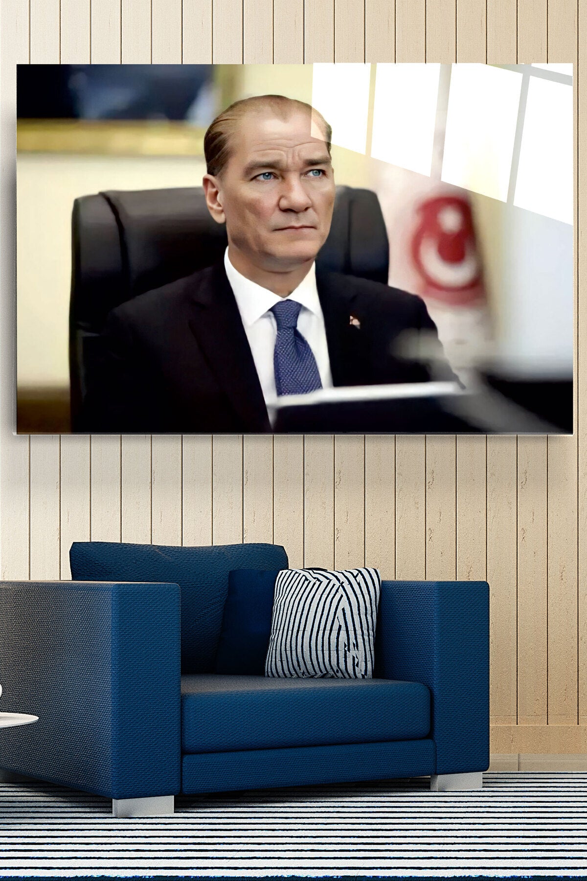 Atatürk Portresi - Yapay Zeka Tasarımlı Cam Tablo, Dekoratif Cam Tablo