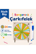 BÜYÜK BOY 24 DİLİM Renkli Çarkıfelek Oyunu Ahşap Eğitim Materyali + MES Akademi Eğitim Seti Hediye!