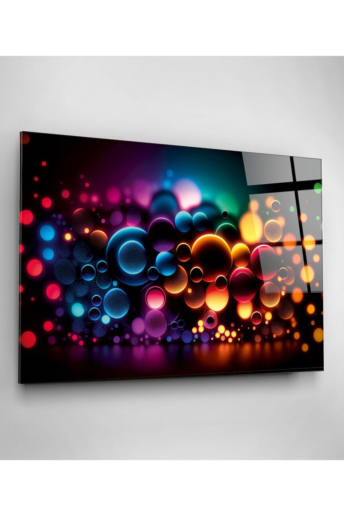 Colored Bubbles Cam Tablo, Dekoratif Cam Tablo (70 x 105)