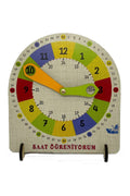 Ahşap Saat Öğrenme Seti Montessori Eğitici Öğrenme Materyali + MES Akademi Eğitim Seti Hediye!