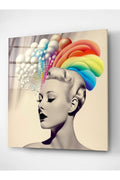 Colorful Woman Cam Tablo, Dekoratif Cam Tablo
