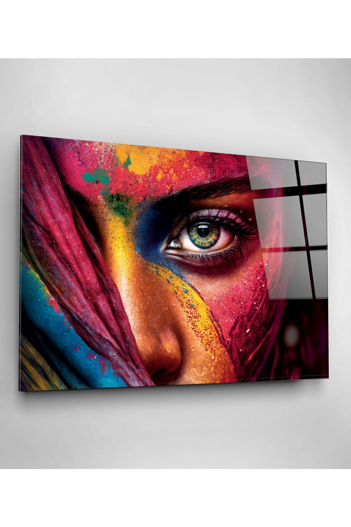 Colorful Woman Cam Tablo, Dekoratif Cam Tablo