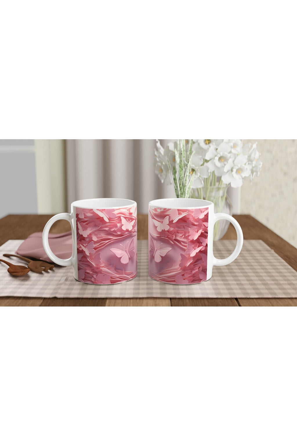 Pembe Rüyalar Kelebek Temalı Baskılı Kupa Bardak